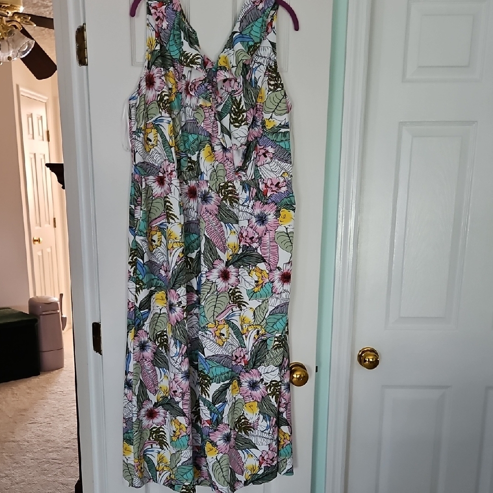 Kate & Mallory Pink and Purple Floral Jumpsuit
